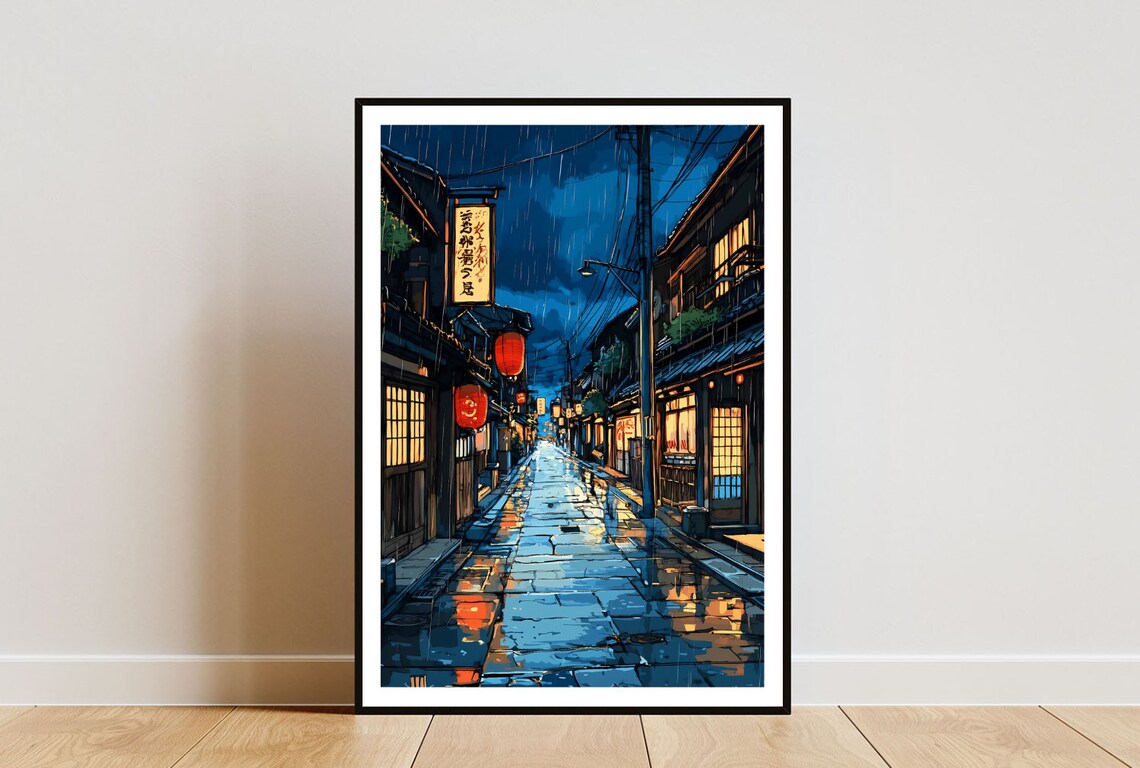 Japanese Street Poster, Retro Anime Travel Poster
