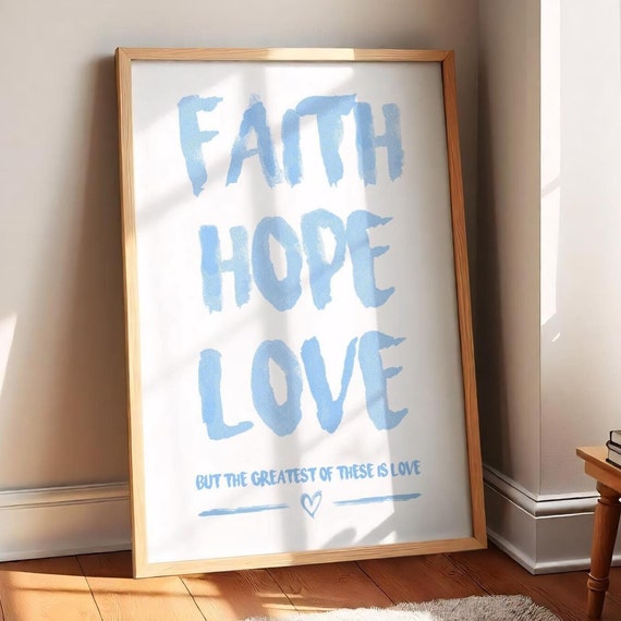 Christian Wall Art Blue Bible Verse Quote Trendy Christianity Art Print Cute Scripture Wall Art Bible Verse
