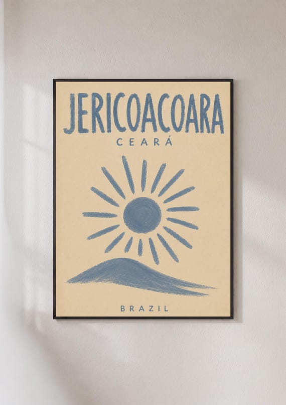 Jericoacoara Brazil Travel Poster Ceara Vintage Sun Art Print Brazilian Beach Wall