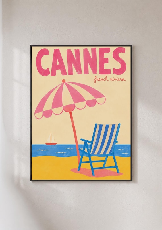 Cannes French Riviera Retro Travel Poster