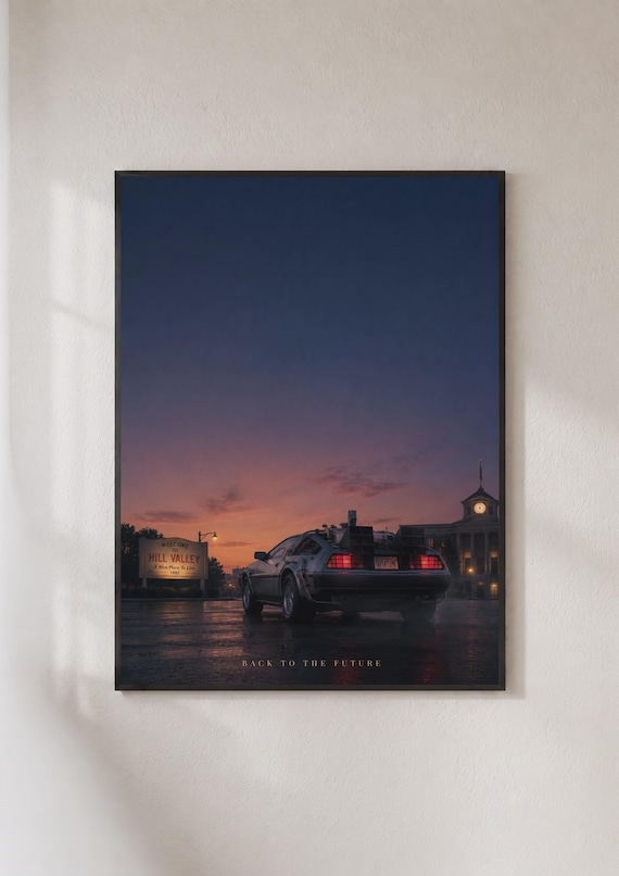 Back To The Future DeLorean, Hill Valley 1985 Poster Print