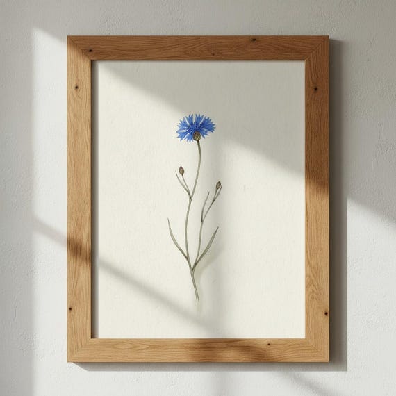 Cornflower Botanical Print Cottage Garden Poster
