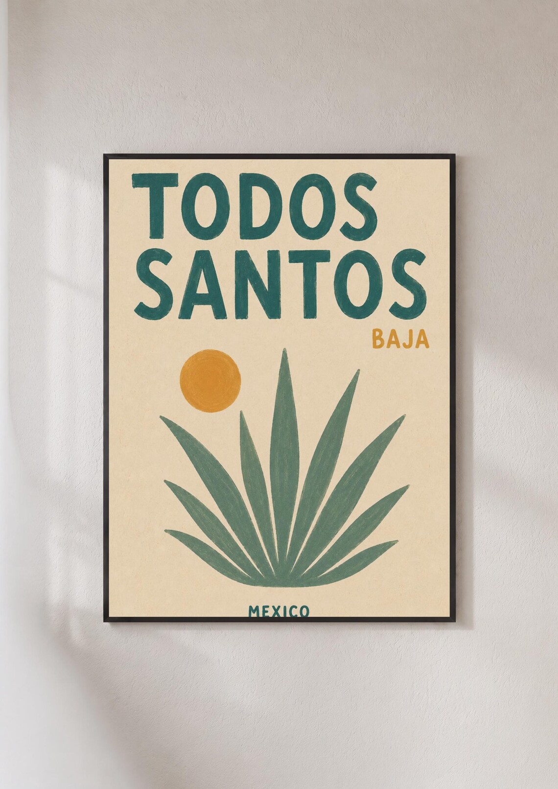 Todos Santos Baja Mexico Travel Poster, Retro Agave