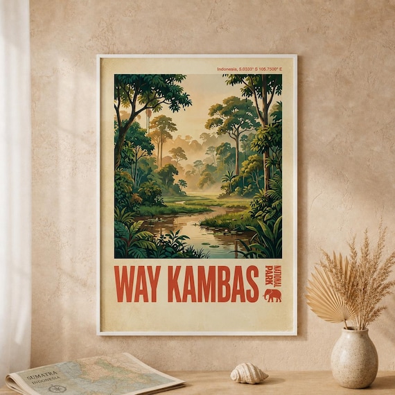 Way Kambas National Park Indonesia Elephant Jungle Travel Poster