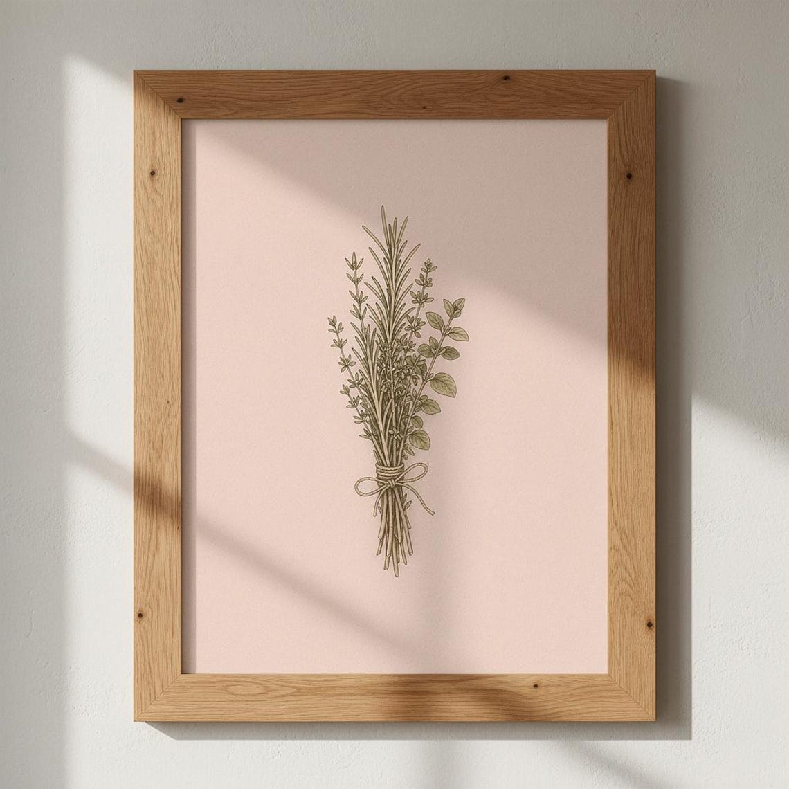 Herb Bundle Botanical Print Rosemary And Thyme Wall Art Farmhouse Artwork