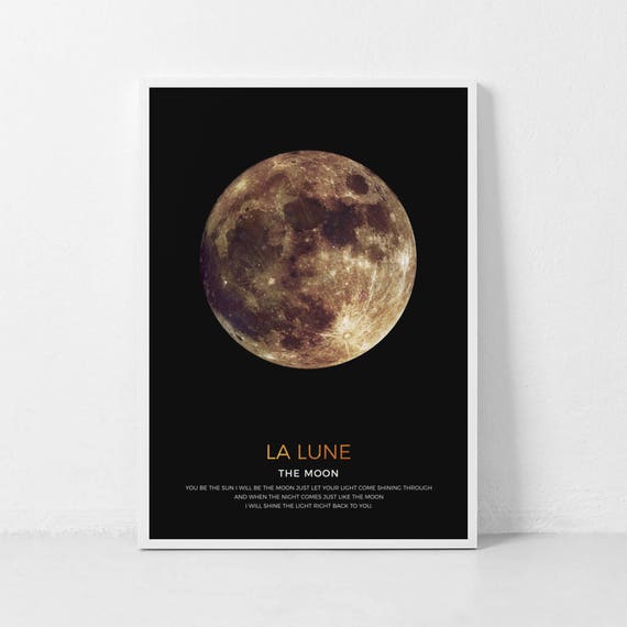 Gold Moon Wall Art Gold La Luna Golden Moon Moon Phases Art Print Moon Poster Large Wall Art Moon Art Lunar Art Print Moon