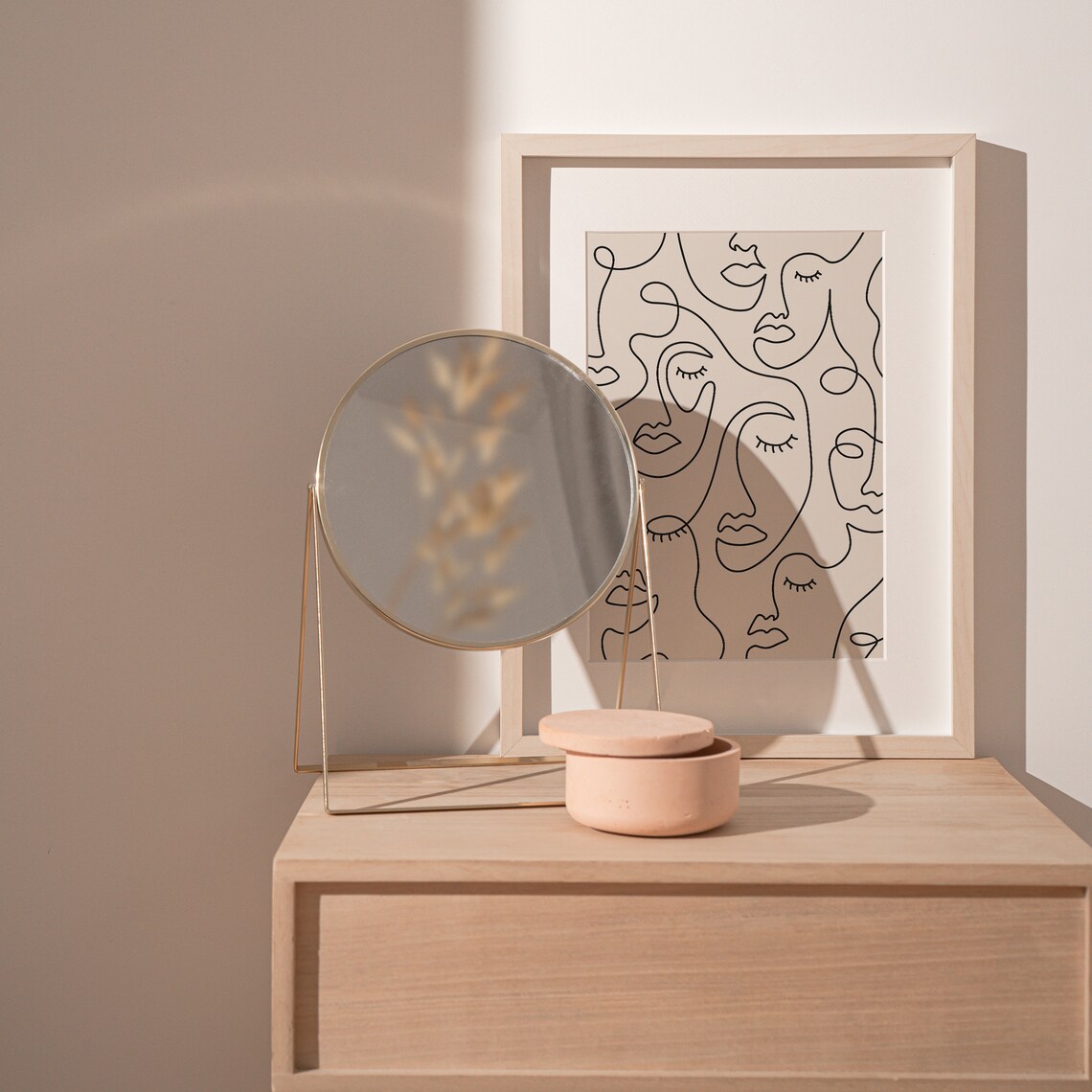 Minimalist Female Face Line Art Print, Boho - Image 3