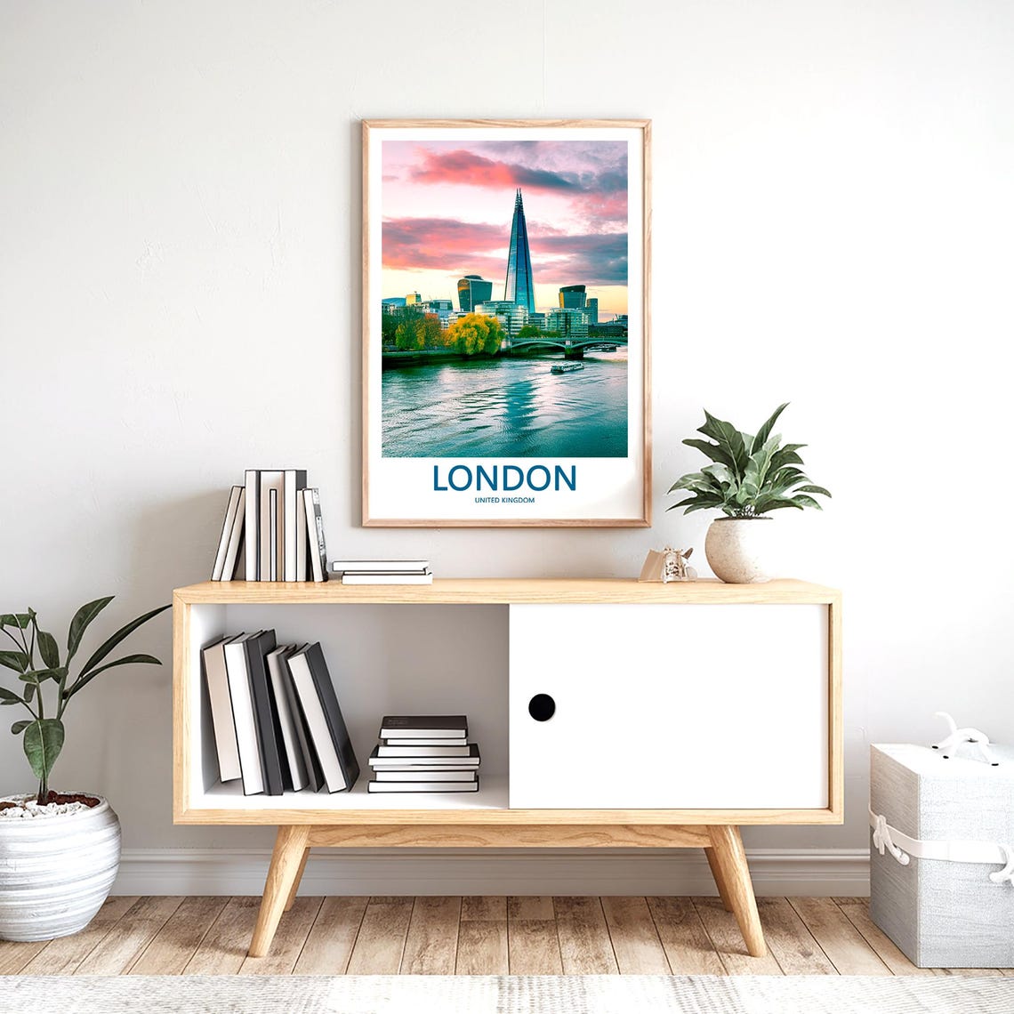 The Shard at Sunrise with Pink Clouds Over the Thames Poster - Image 2