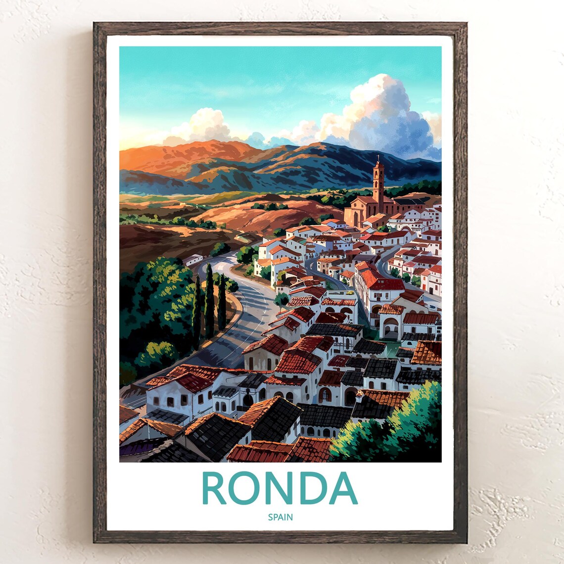 Ronda Winding Road Through the Hill Town Spain Travel Poster