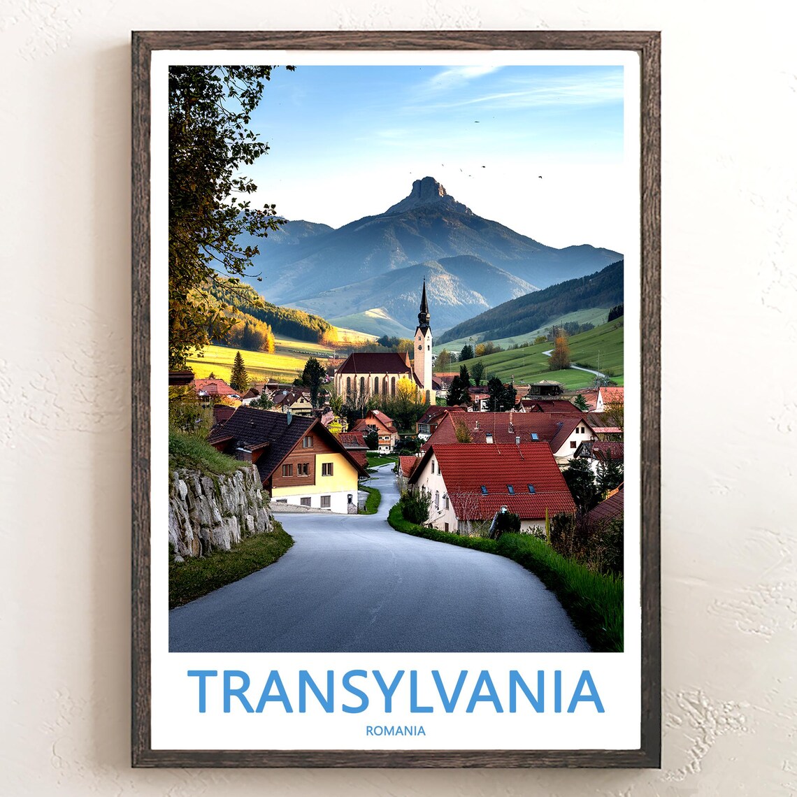 Transylvania Romania Mountain Village and Church Photo Poster