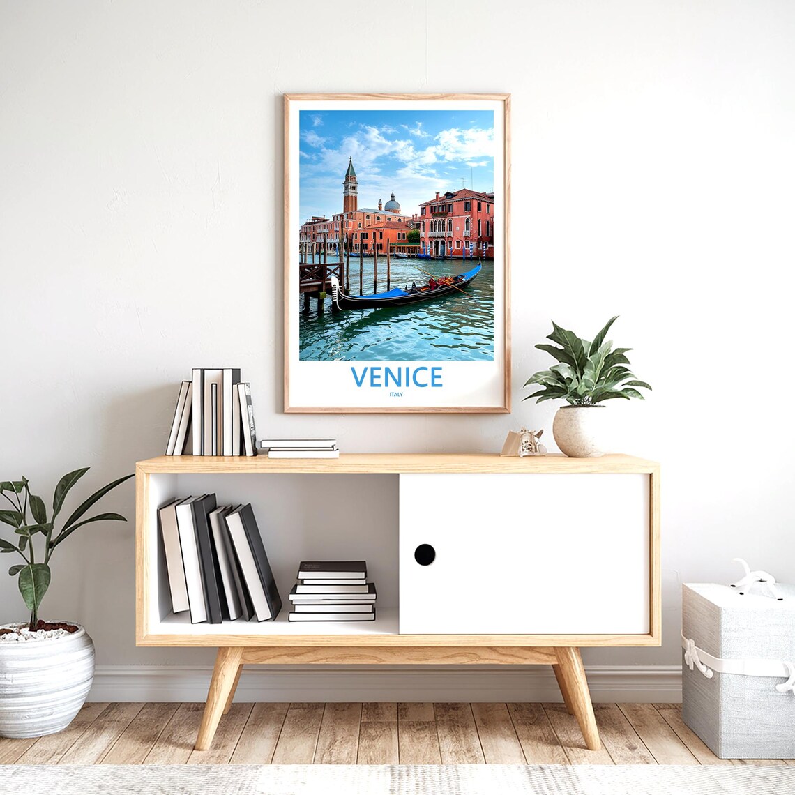 Venice Italy Gondola Moored By San Giorgio Island Church Poster - Image 2