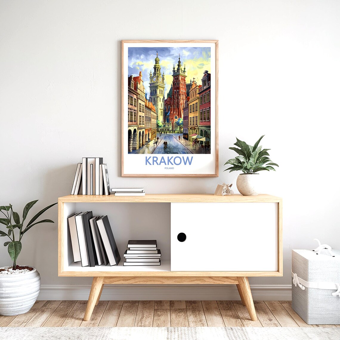 Krakow Old Town Street and Town Hall Tower Day View Travel Poster - Image 2