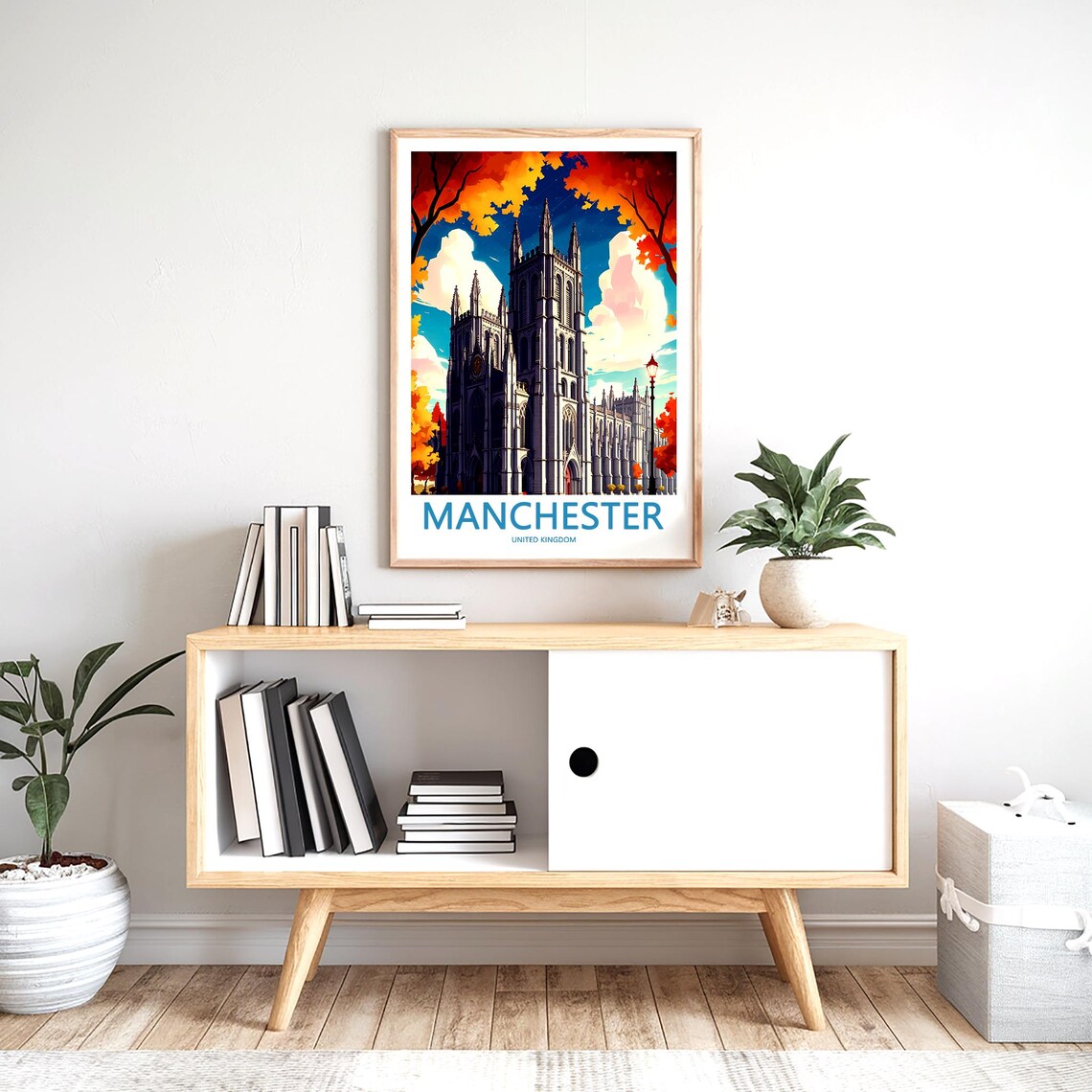 Manchester United Kingdom Gothic Cathedral Autumn Dusk Poster - Image 2