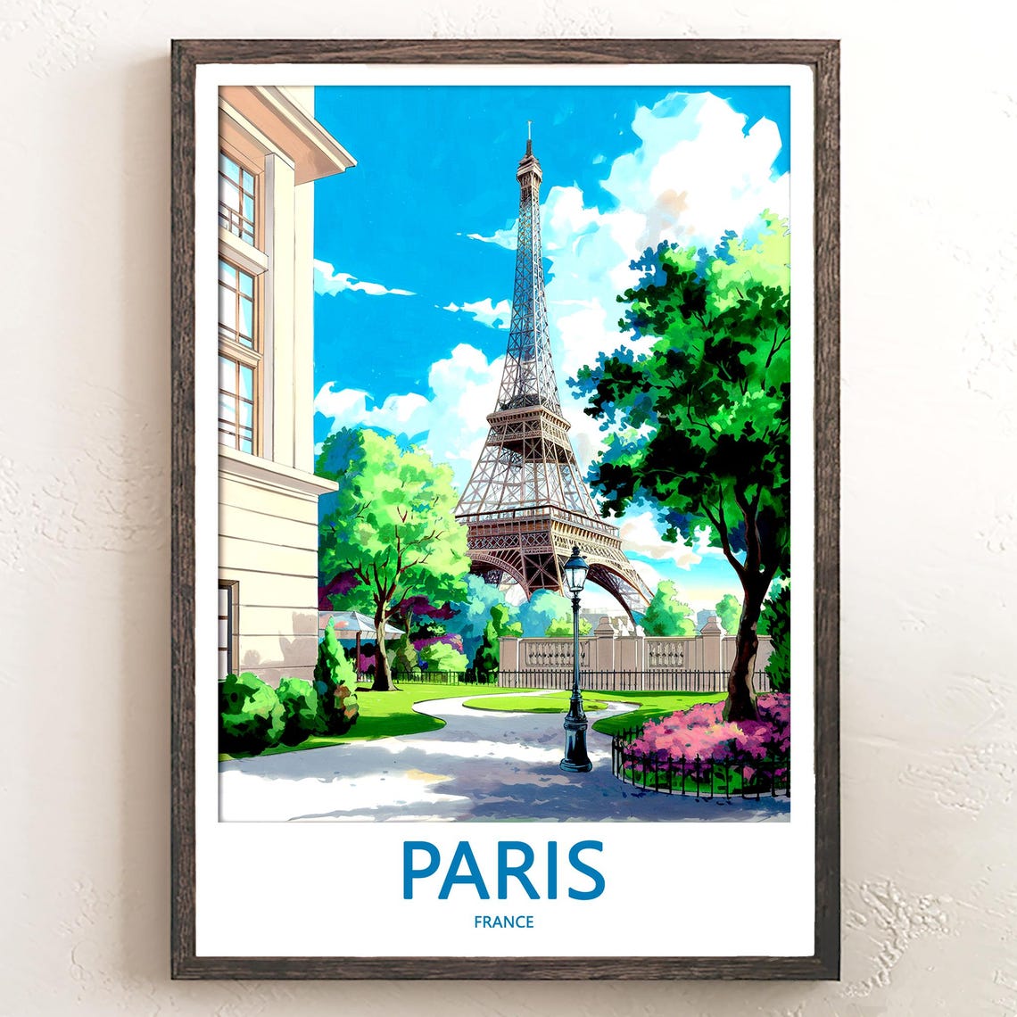 Paris Eiffel Tower From a Leafy Park Path on a Summer Day Poster