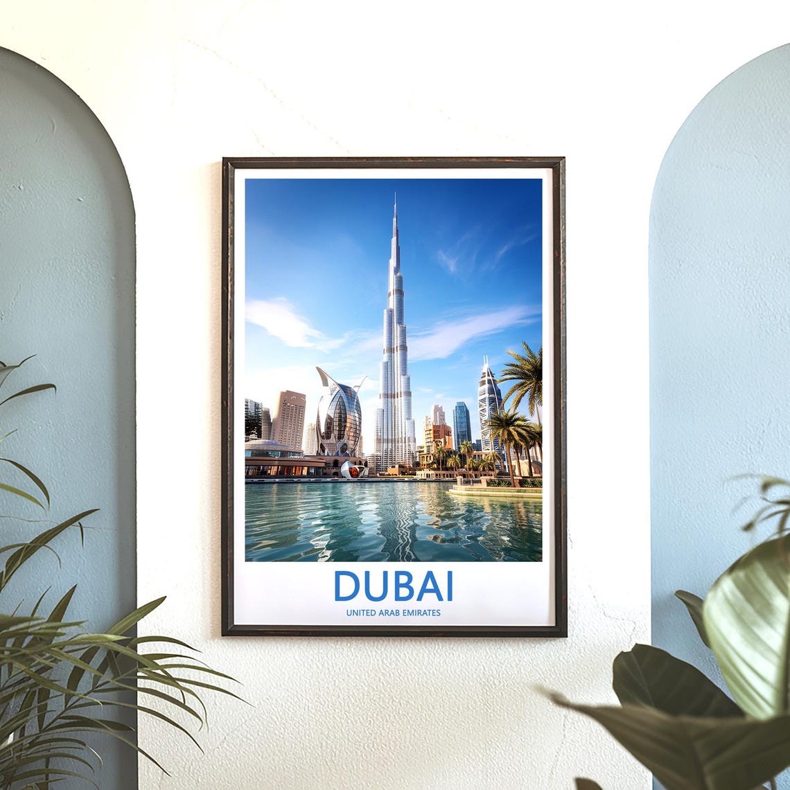 Dubai Burj Khalifa Lake View with Modern Towers Photo Travel Poster - Image 3