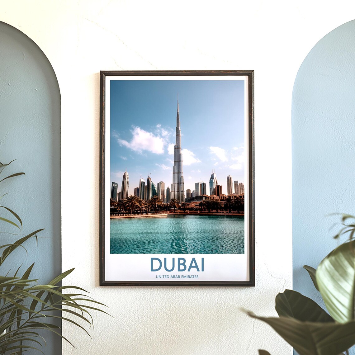 Dubai Burj Khalifa Lake Sunset Under Pink Sky Photo Travel Poster - Image 3