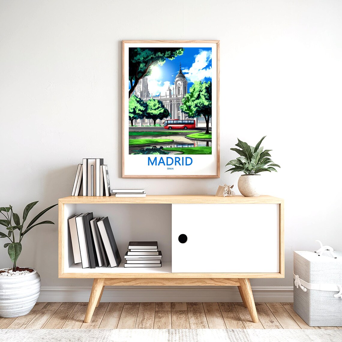Madrid Colorful Illustrated Park and Palace Scene Travel Poster - Image 2