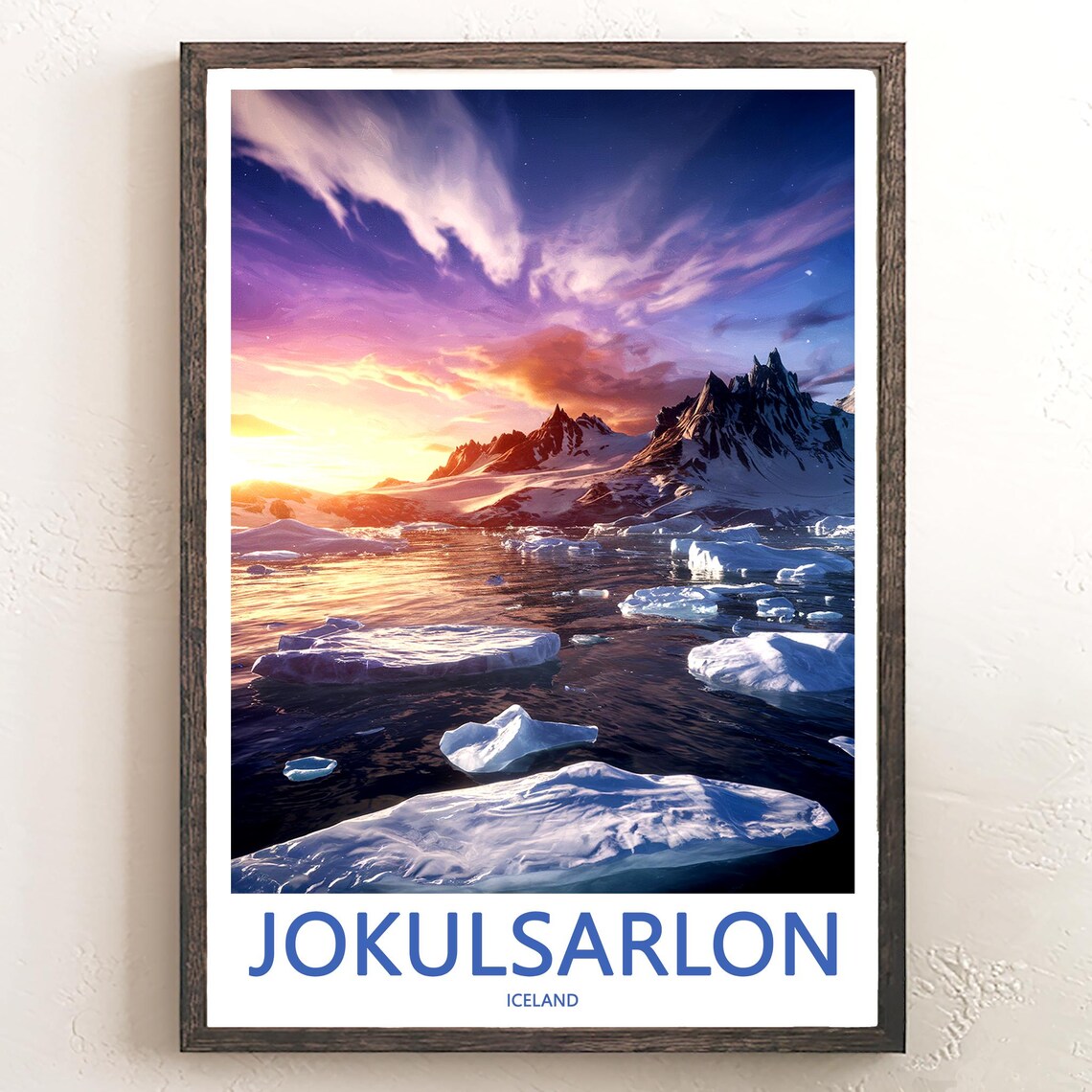 Jokusarlon Iceland Golden Sunset Over Ice Floes Photo Poster