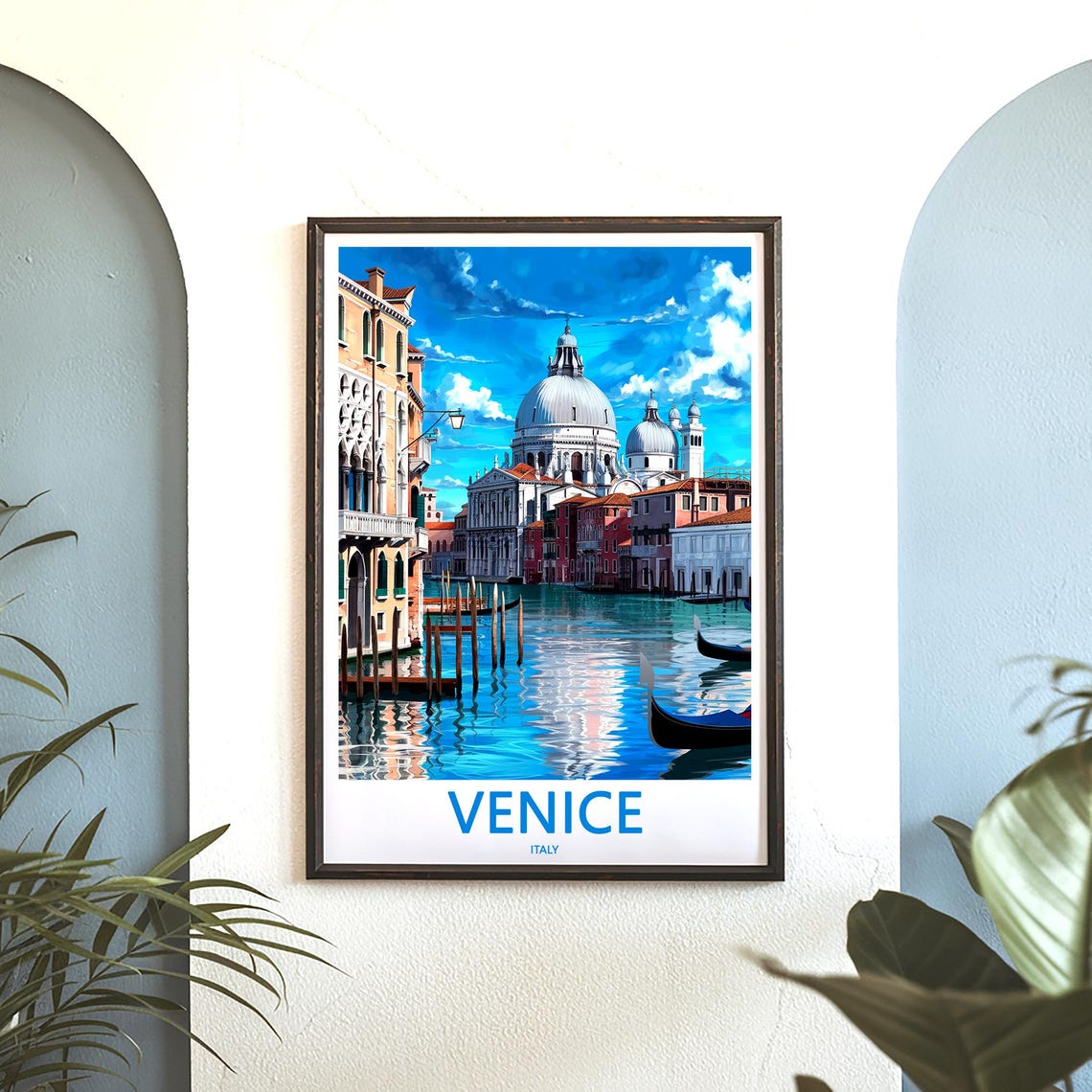 Venice Italy Salute Domes Close Up With Gondolas Travel Poster - Image 3