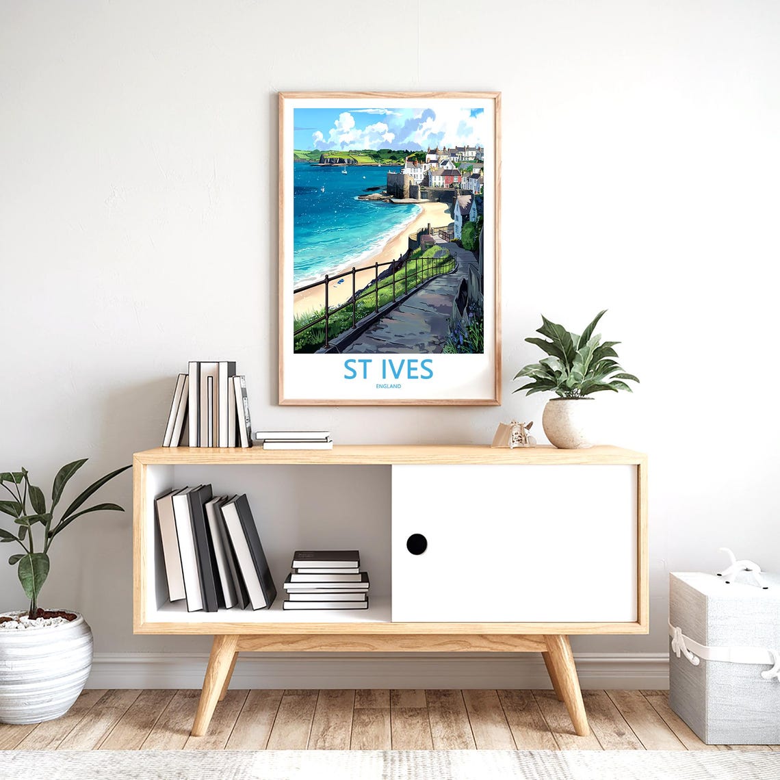 St Ives England Winding Cliffside Path Above Seaside Town Poster - Image 2