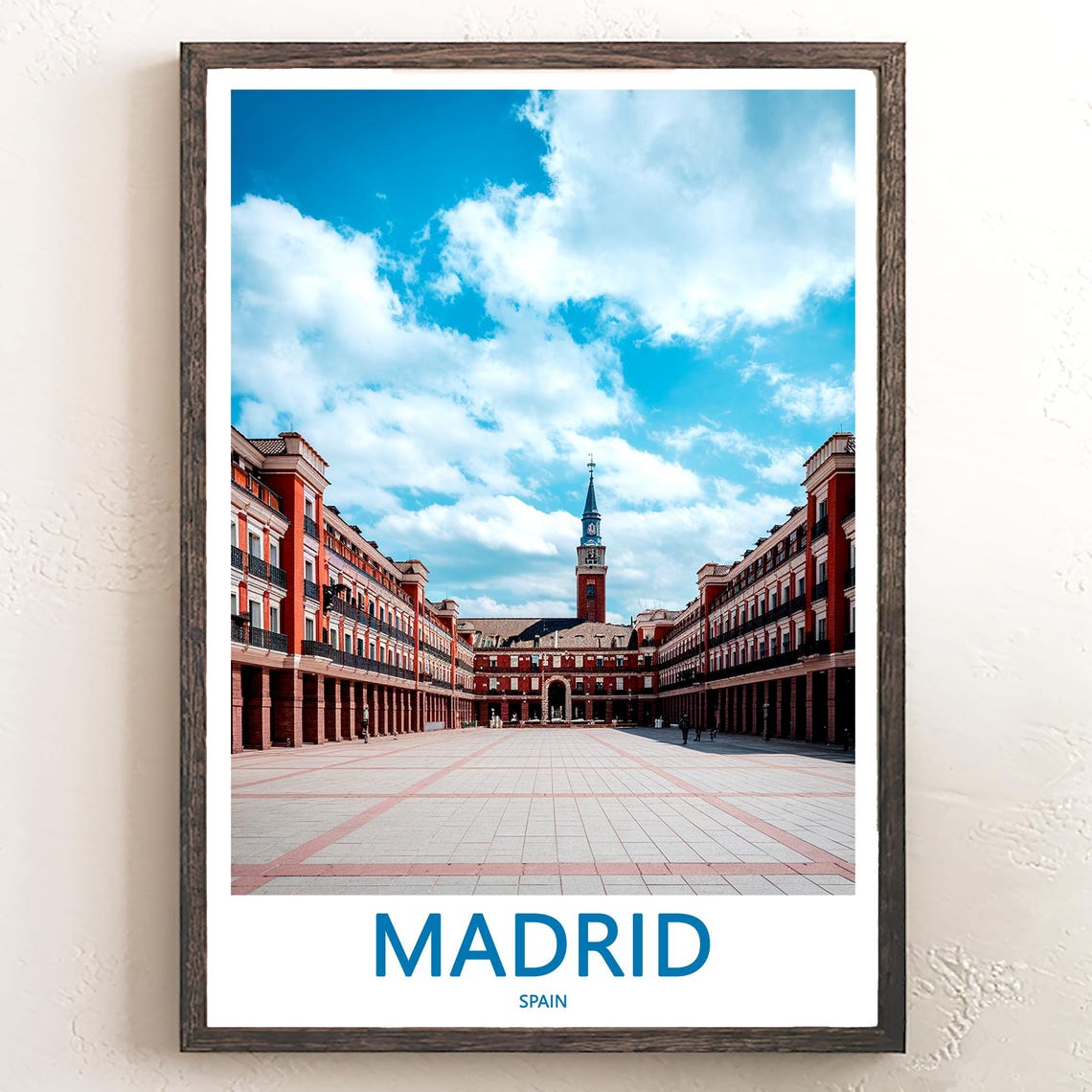 Madrid Plaza Mayor Wide Empty Plaza Panorama Photo View Poster