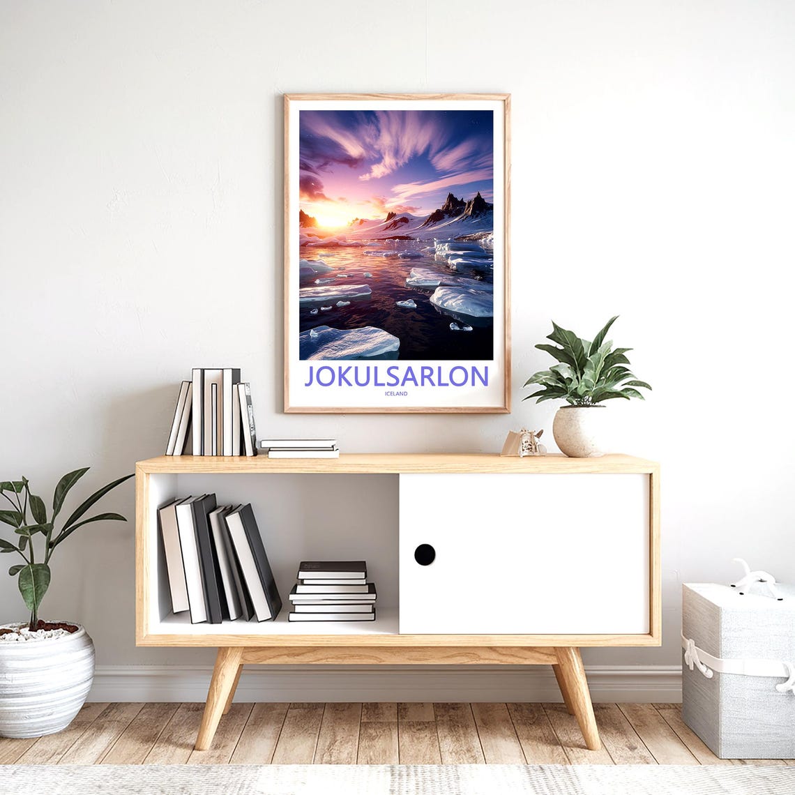 Jokusarlon Iceland Sunset Over Icebergs and Mountain Peaks Poster - Image 2