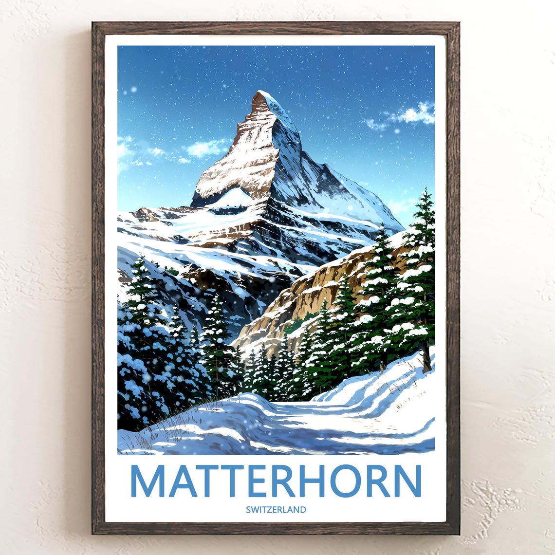 Matterhorn Snowy Pine Forest Winter Wonderland Switzerland Poster