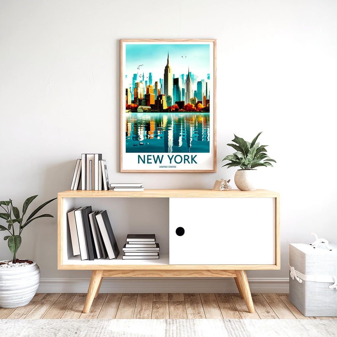 Autumn Manhattan Skyline with a Calm Water Reflection Poster - Image 2