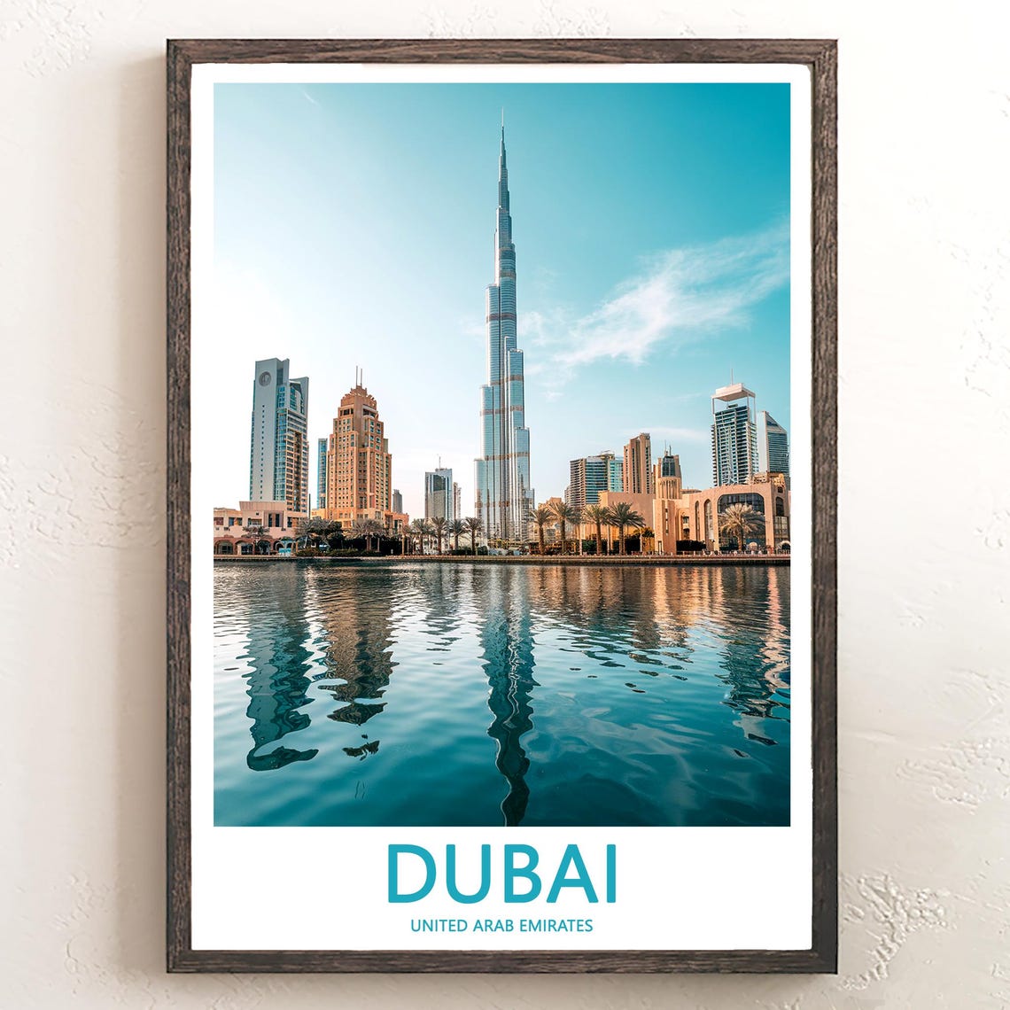 Dubai Burj Khalifa Downtown Towers Under Teal Sky Photo Poster