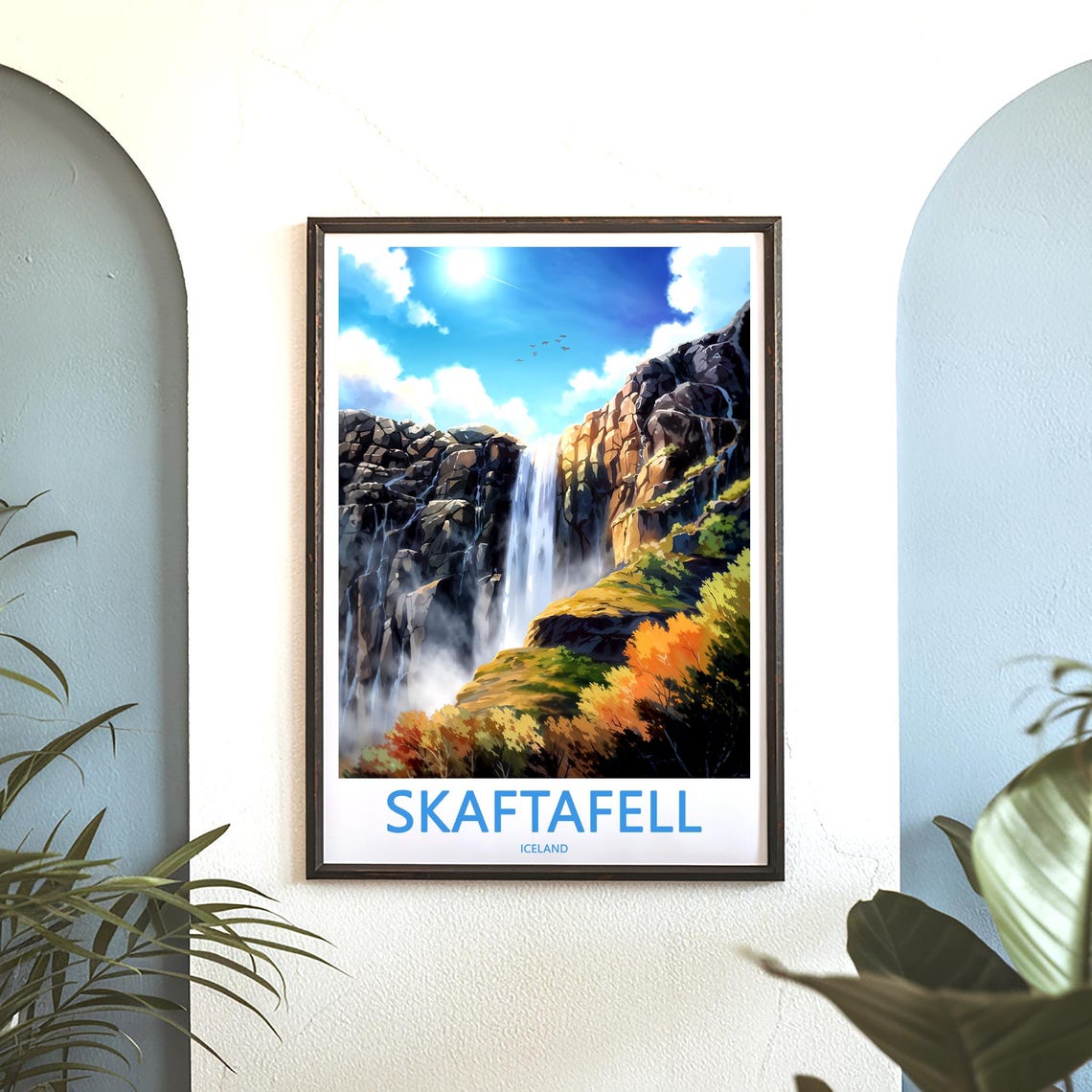 Skaftafell Iceland Waterfall With Autumn Colors Anime Poster - Image 3