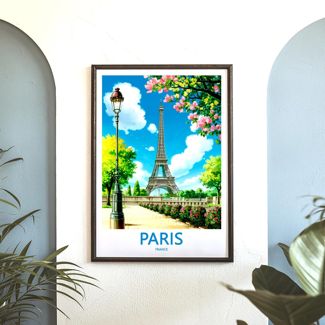 Eiffel Tower Spring Blossoms Garden Lamppost Paris France Poster - Image 3