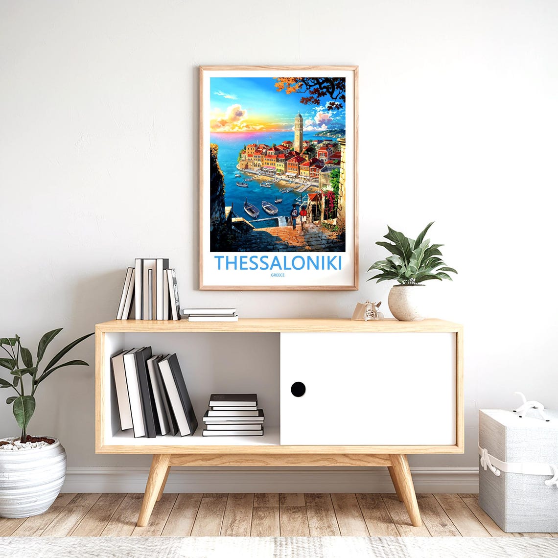 Thessaloniki Greece Sunset Harbor View From Cliff Steps Poster - Image 2