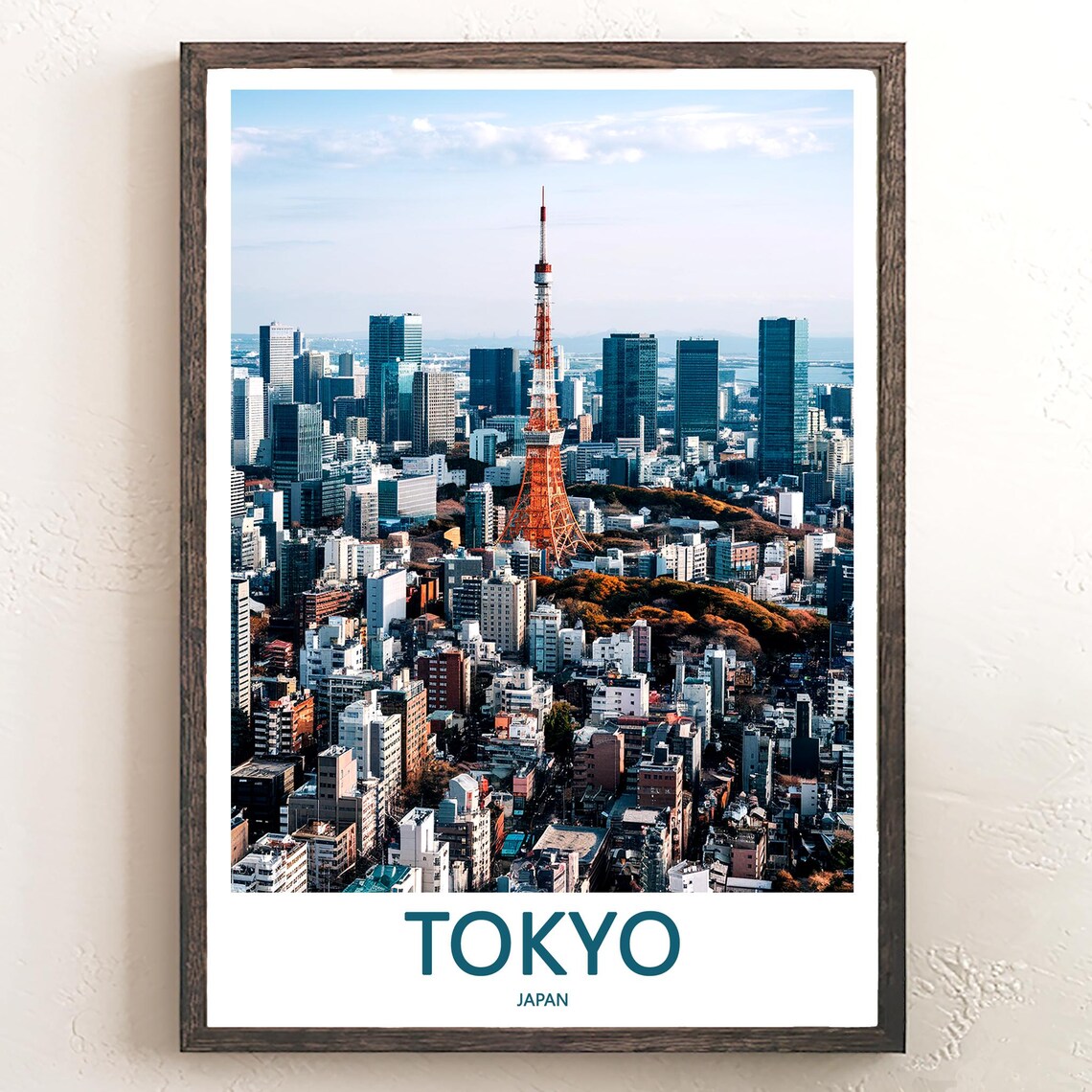 Tokyo Tower Aerial City Skyline in Daylight Japan Travel Poster