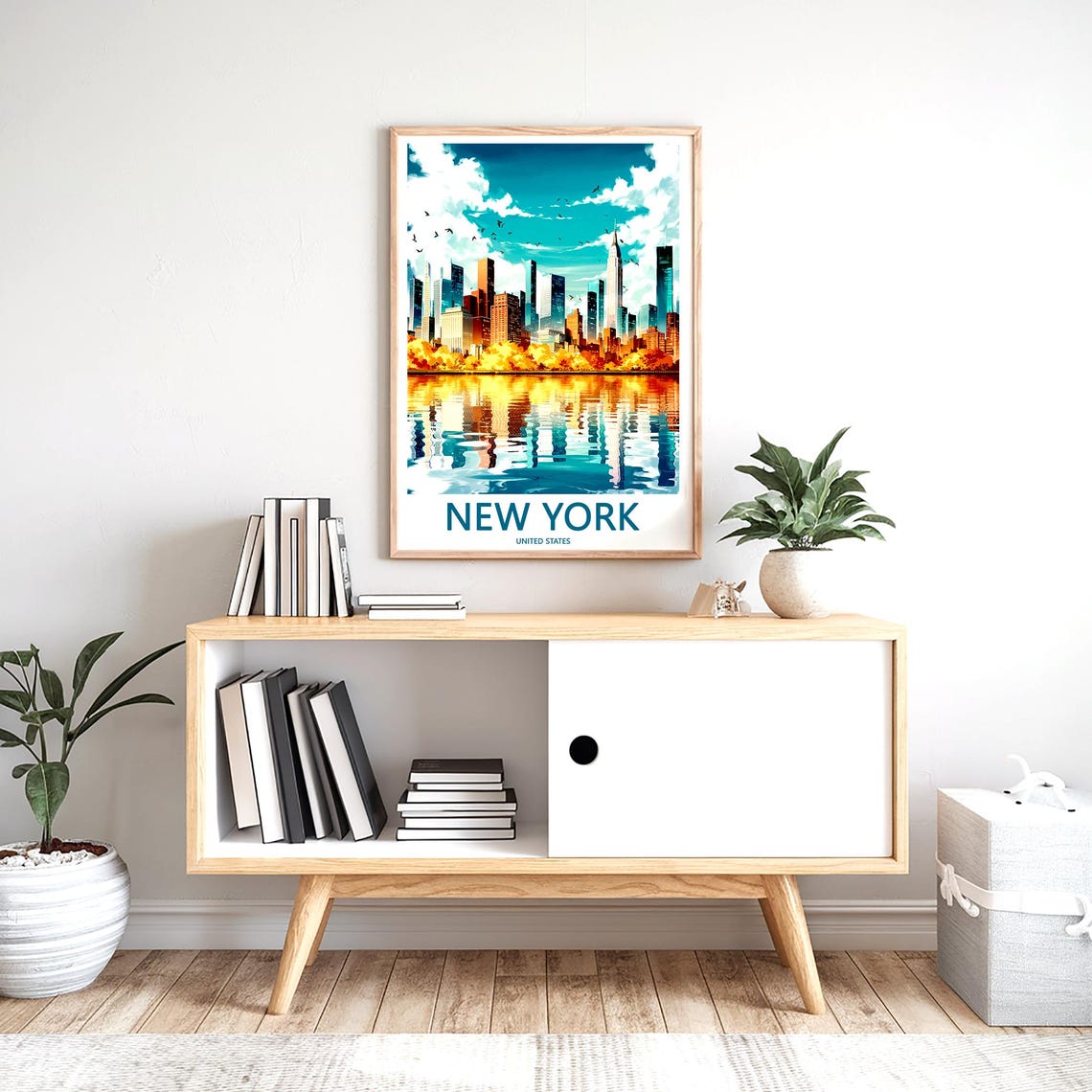 Golden Autumn Manhattan Skyline Under Dramatic Clouds Poster - Image 2