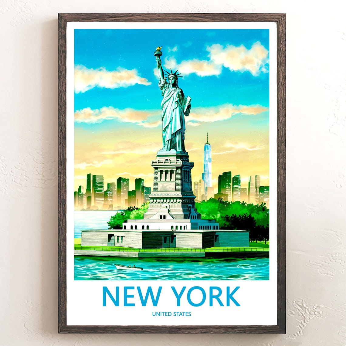 Statue of Liberty Under a Bright and Turquoise Blue Sky Poster