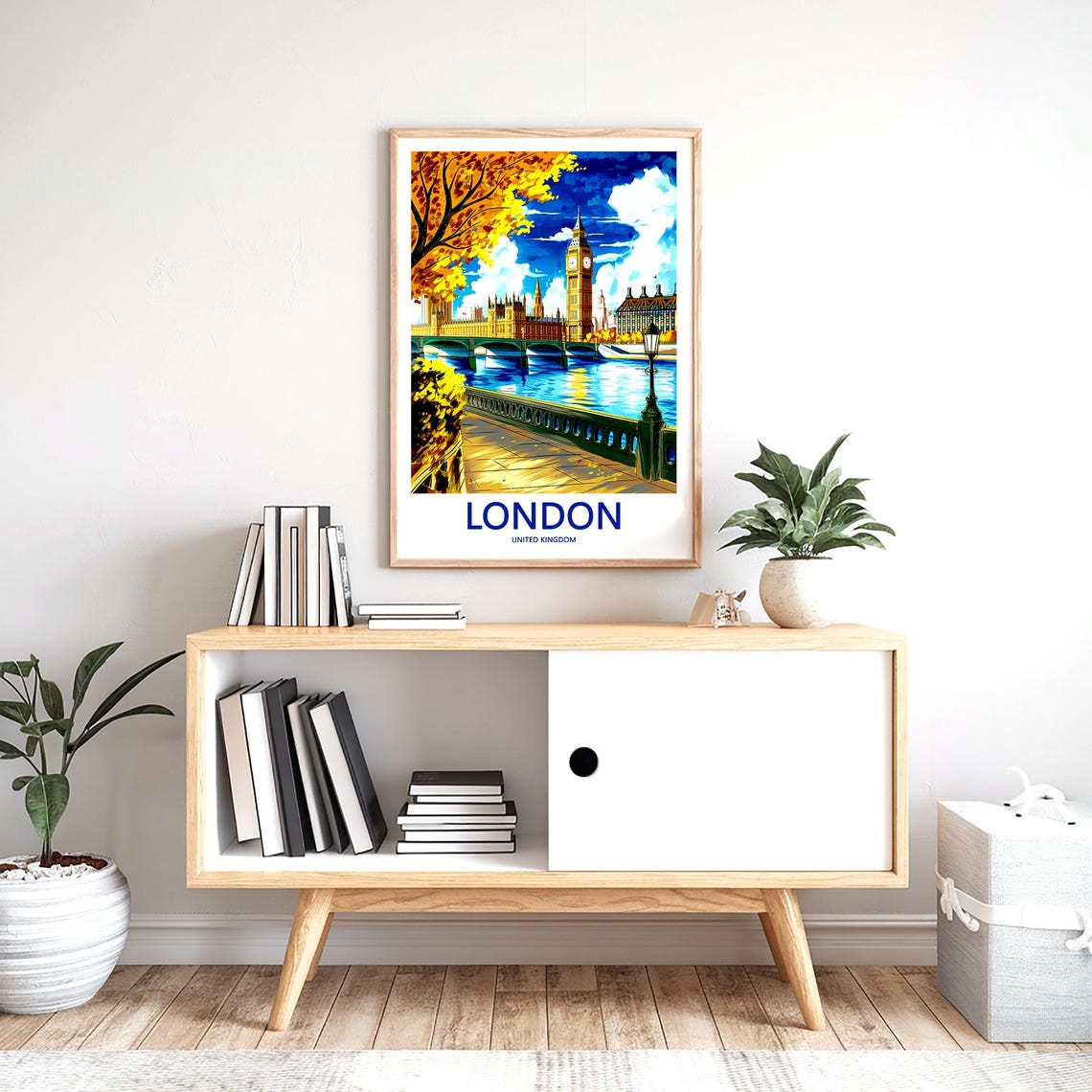 London Big Ben Autumn Riverside Promenade Sunlit Walk Poster - Image 2