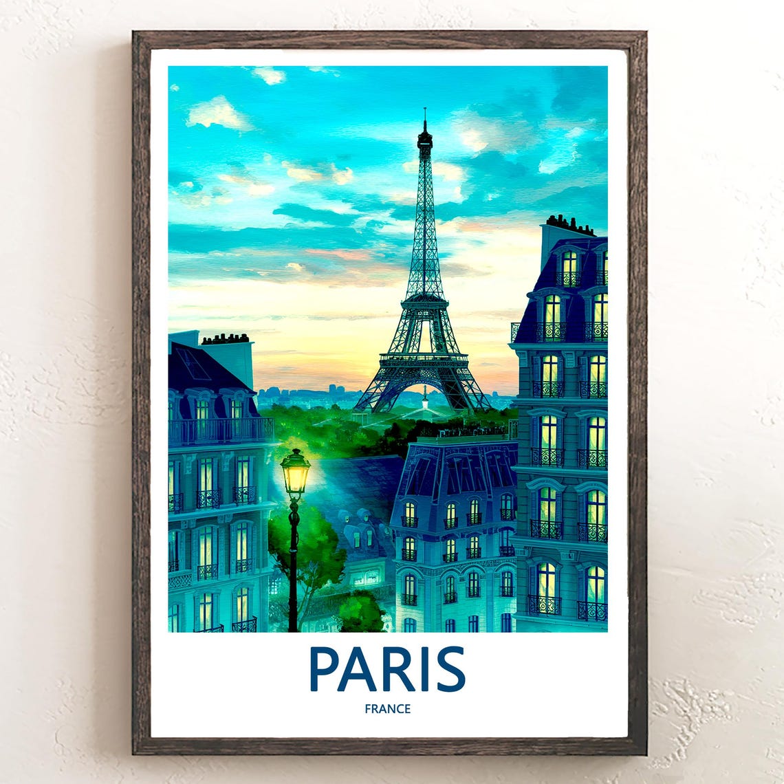 Eiffel Tower Dusk Glow with Lit Windows Haussmann Paris Poster