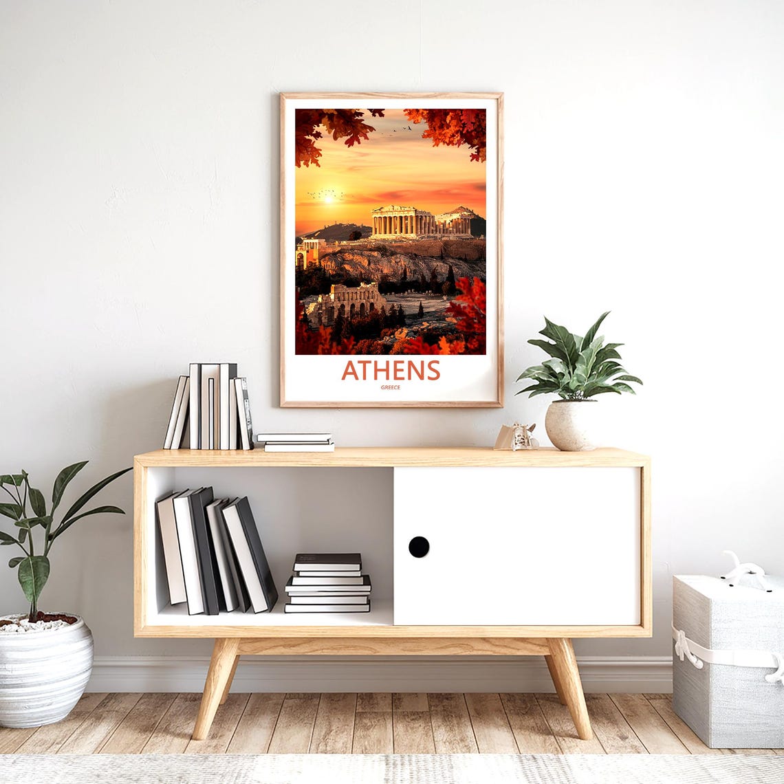Athens Acropolis Sunrise Framed by Oak Leaves Odeon Photo Poster - Image 2