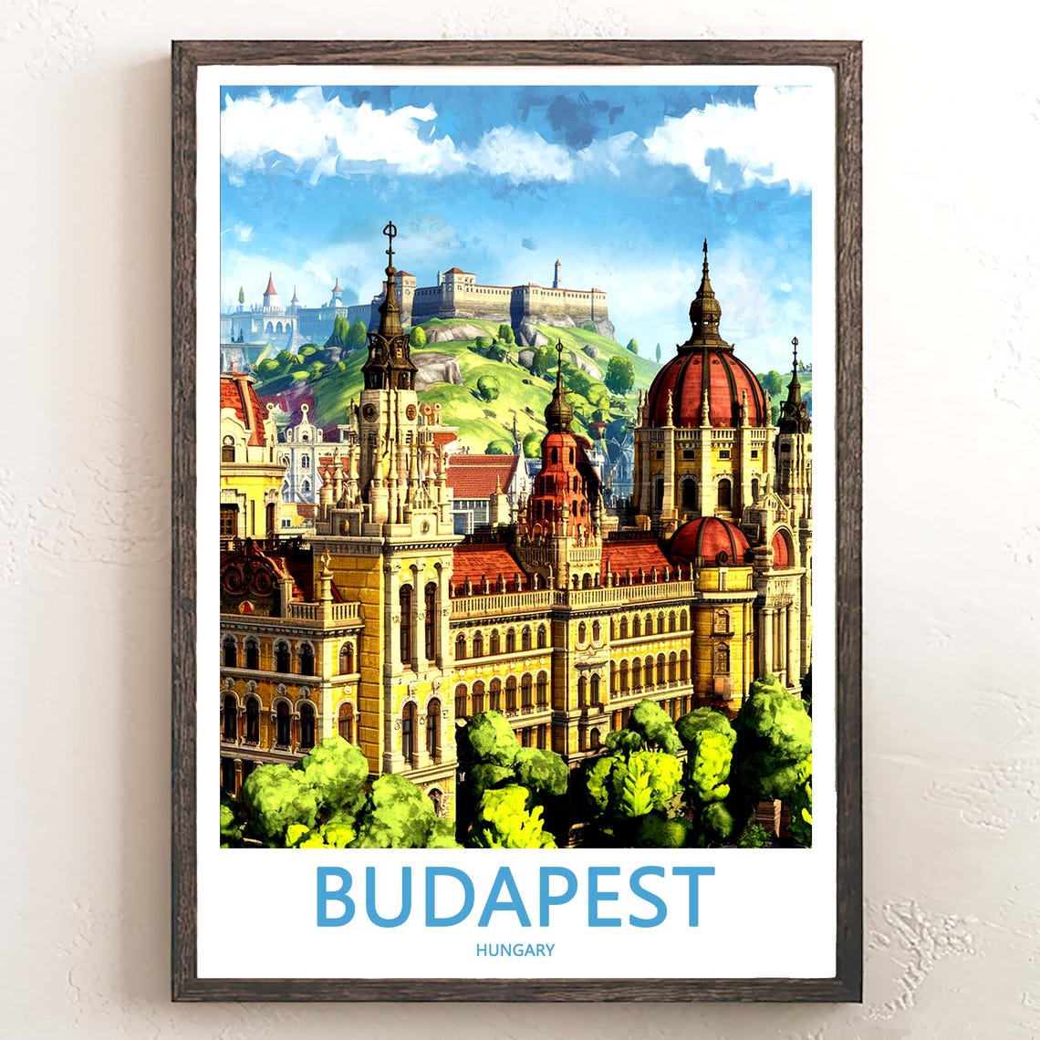 Budapest Hungary Castle Hill and Fortress Daytime Anime Poster