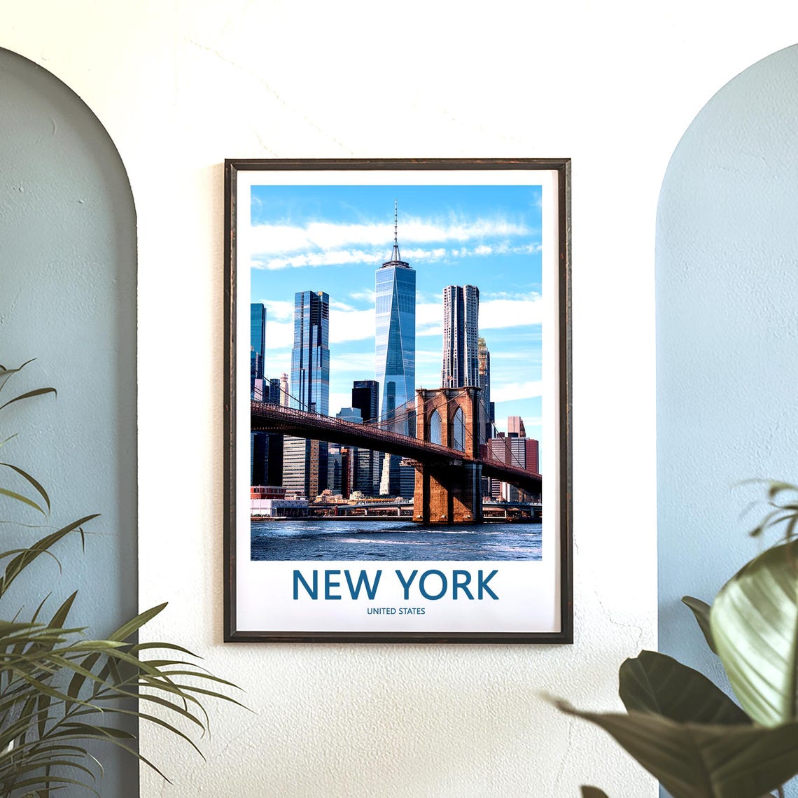 Brooklyn Bridge with One World Trade Center Behind It Poster - Image 3