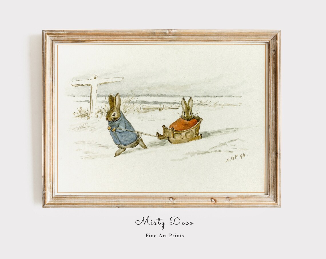 Vintage Rabbits Beatrix Potter Kids Storybook Poster