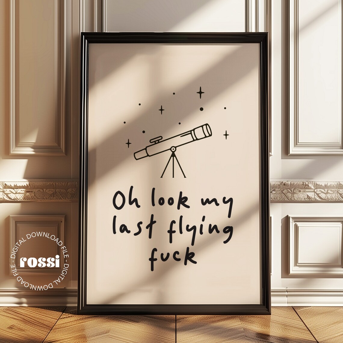 Oh Look My Last Flying Fuck Telescope Doodle Minimalist Quote Poster - Image 2