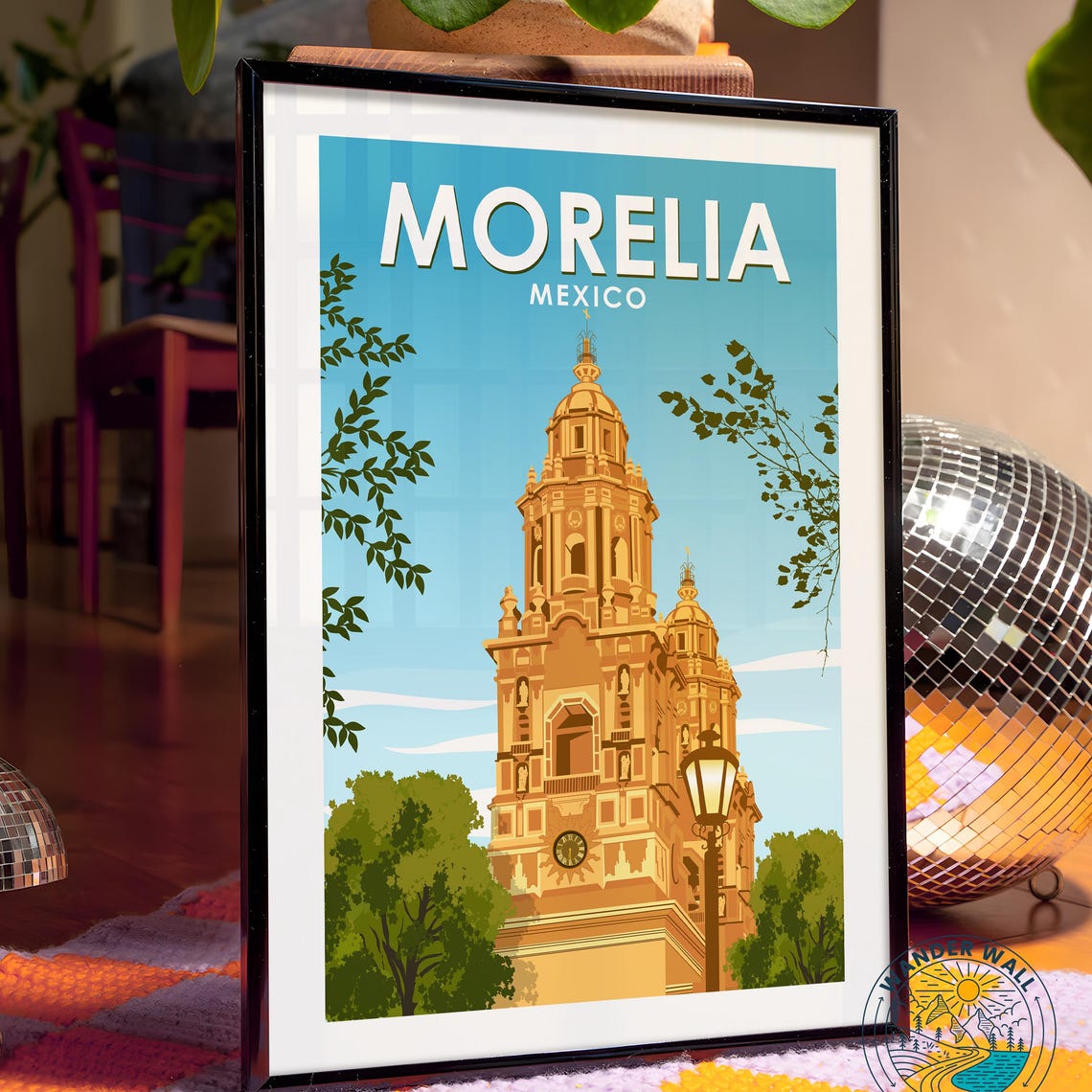 Morelia Cathedral Mexico Travel Poster Mexican Vintage Style Print Architecture Wall Art Personalized Home Decor Gift - Image 4