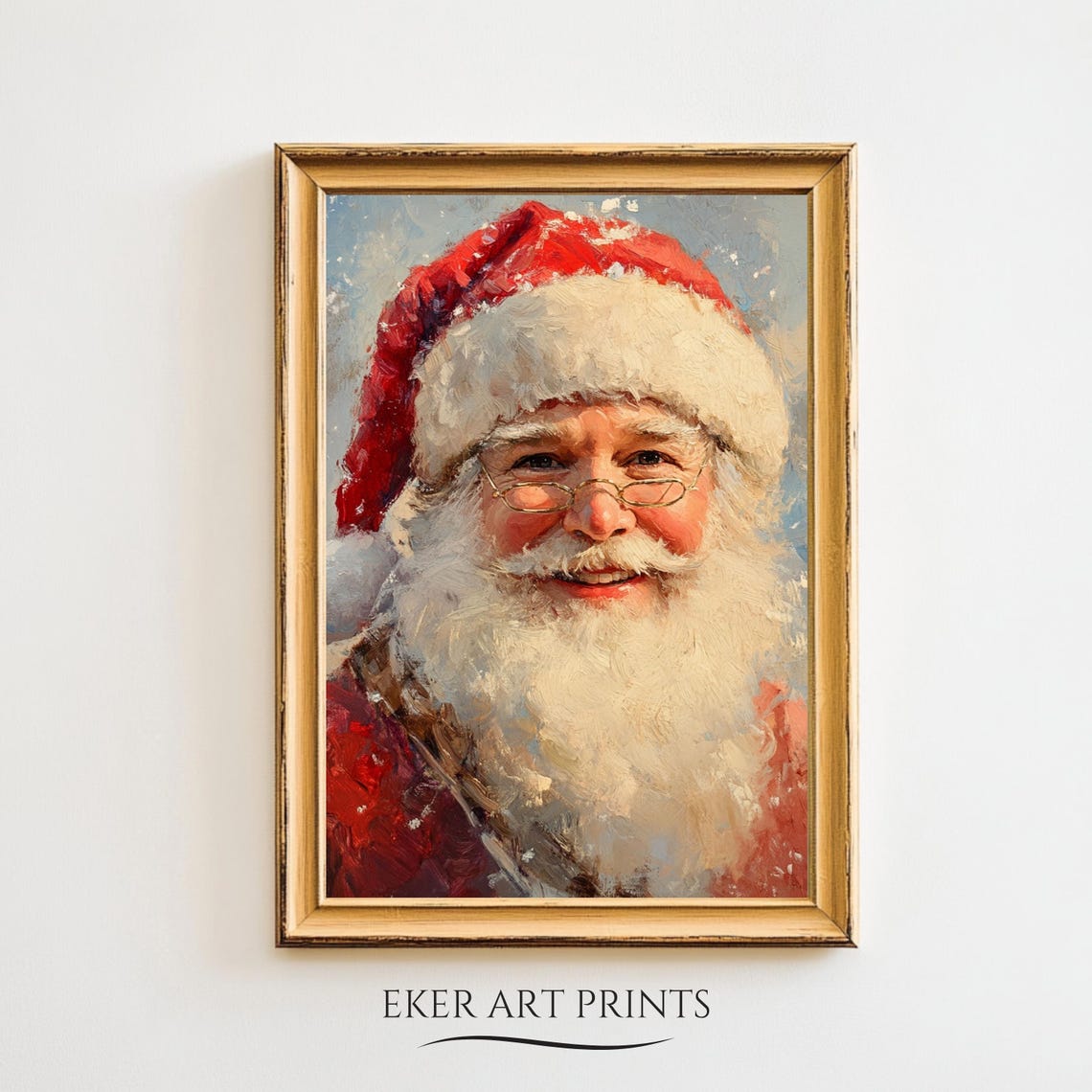 Santa Claus Portrait Print Christmas Wall Art Winter Holidays Painting Farmhouse Christmas Decor Santa Claus Art