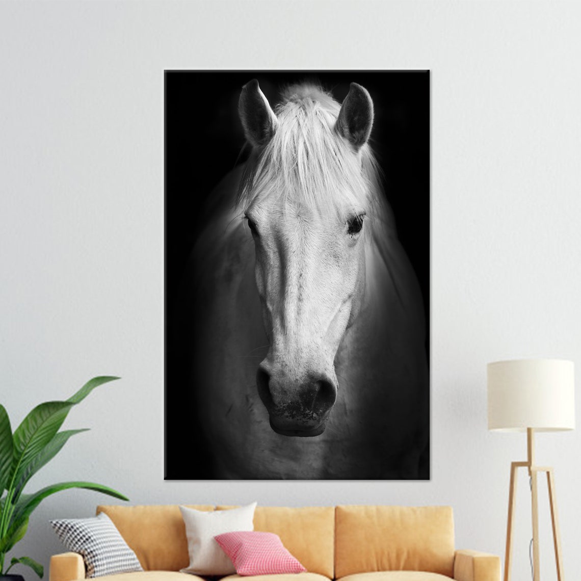White Horse Art Horse Photo Painted Animal Art Decor 3d Art Glass Art Horse Wallpaper Poster Art Gift For Him Home Wall Art