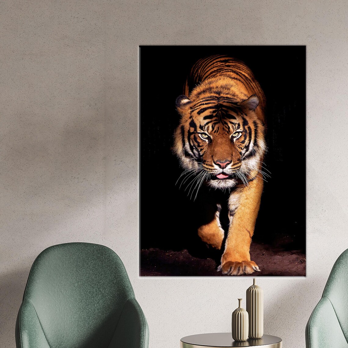 Tiger Glass Wall Art, Contemporary Wildlife Print