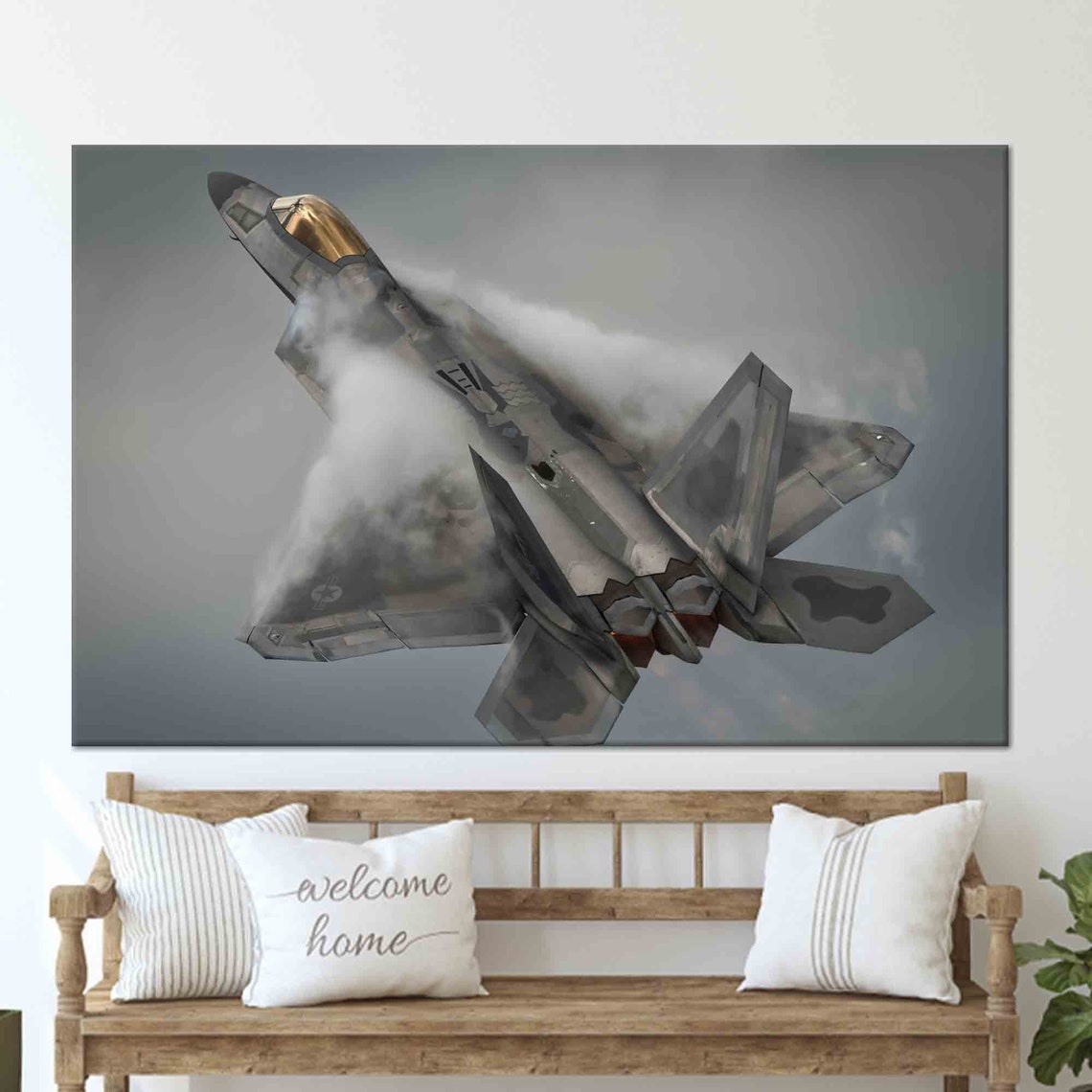 Stealth Fighter Jet In Steep Climb Through Vapor Trail Aviation Poster