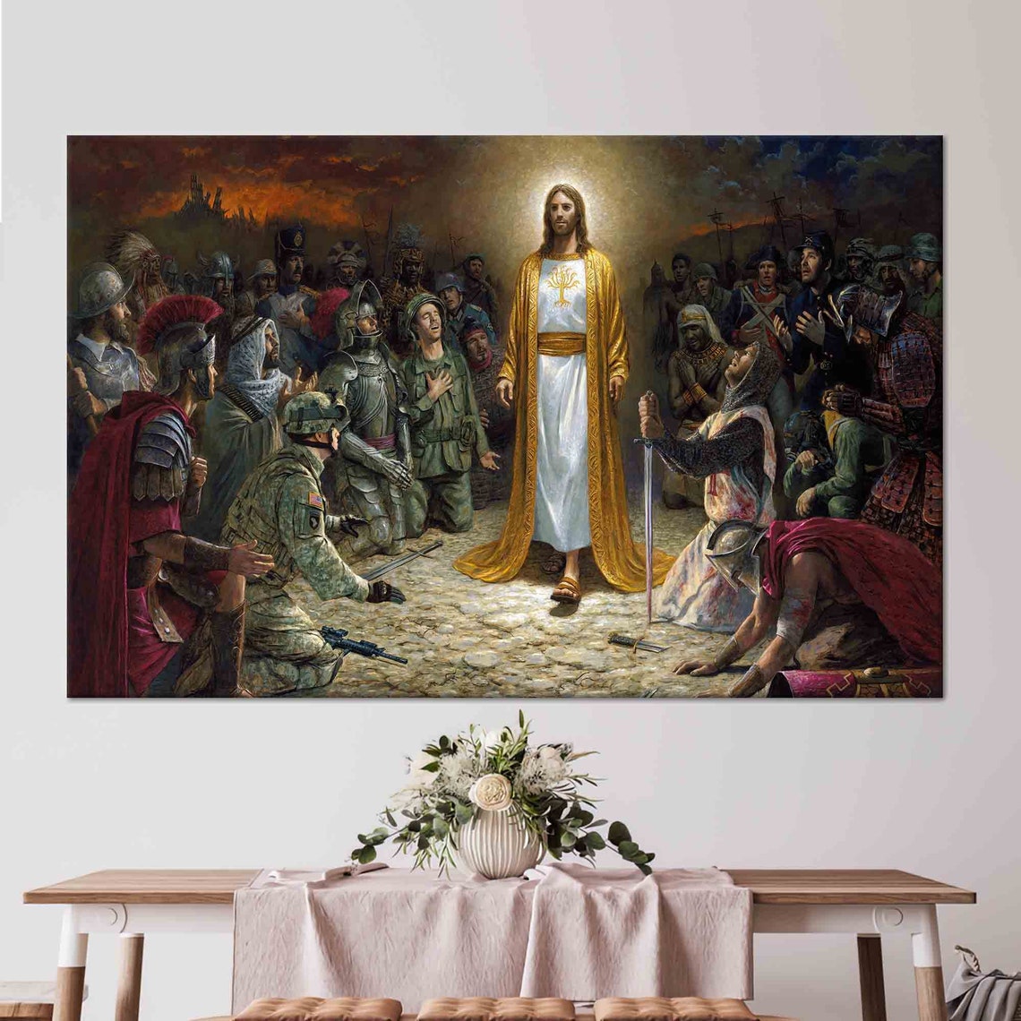 Jesus Christ Among Kneeling Soldiers Religious Painting Poster