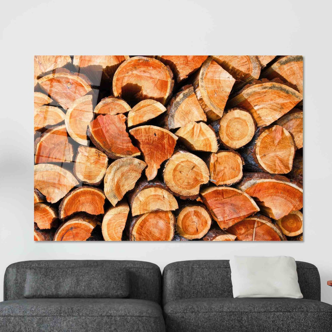Stacked Firewood Logs Close Up Rustic Nature Photo Wall Poster - Image 2