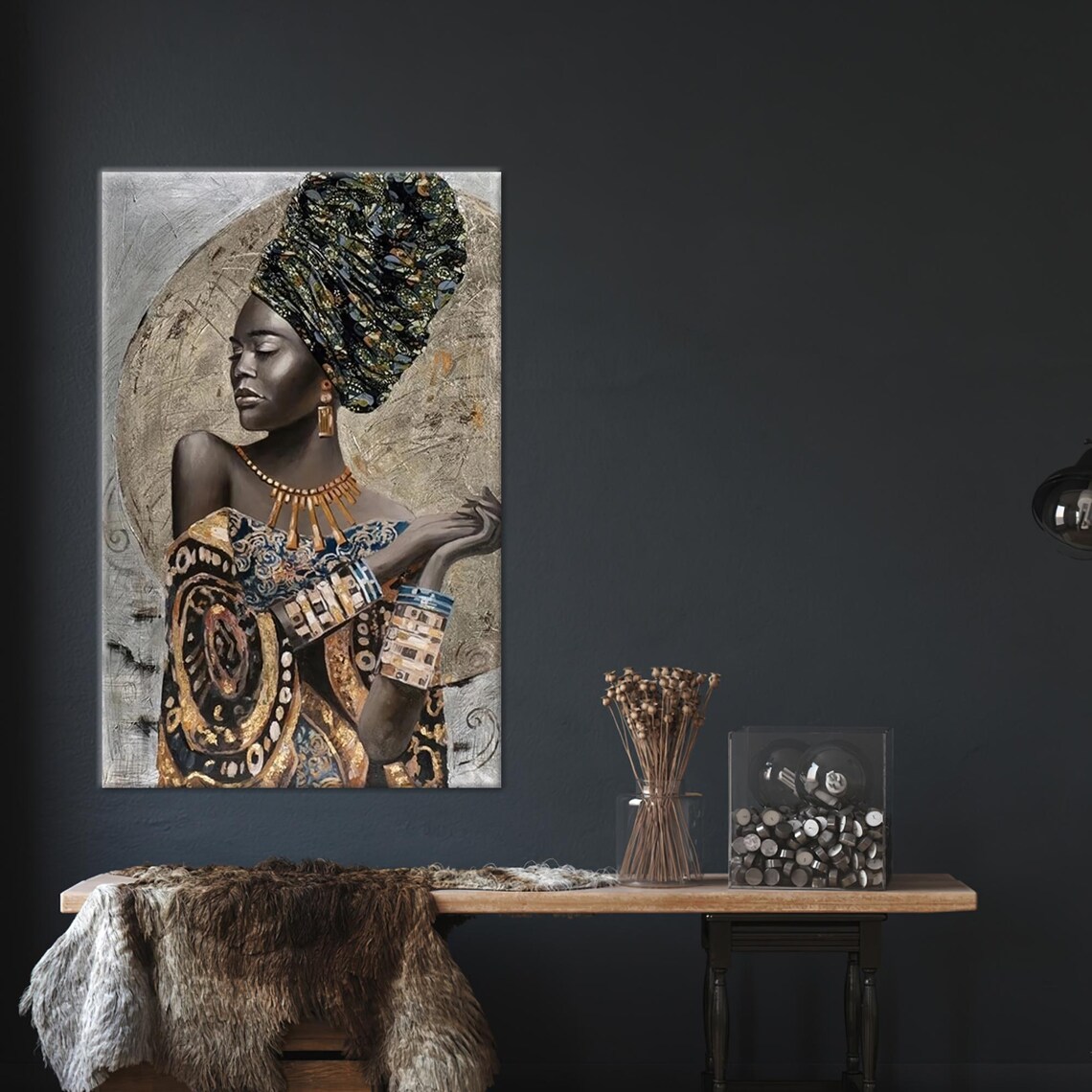 African Woman In An Ornate Headwrap Luxury Portrait Art Poster